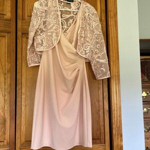 Mother of the groom blush colored dress with jacket by Jessica Howard